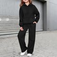 thumbnail image 2 of Teen Girls Sweatsuit Fall Hoodie And Sweatpants Set 4-13 Years,120=4-5Years,Black_01, 2 of 8