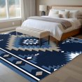 thumbnail image 5 of Blue Tribal Geometric Washable Living Room Rugs 5'x8', Bohemian Vintage Native Abstract Low Pile Throw Large Area Rug Non-Slip Sturdy Edge Binding Carpet for Living Room Kitchen Office, 5 of 9