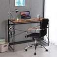 thumbnail image 3 of Gymax Folding Computer Desk Writing Study Desk Home Office w/ 6 Hooks Rustic Brown, 3 of 10