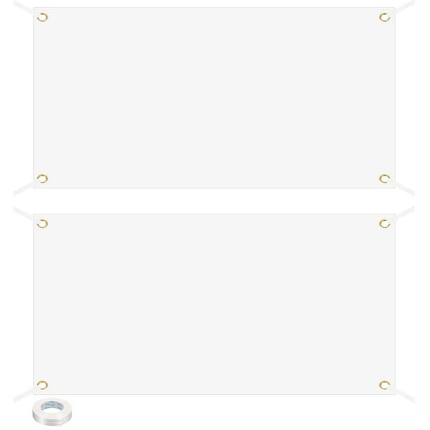 Banners en blanco de vinilo Uxcell para decorar, banner blanco de sublimación de 4'x8', 2 juegos