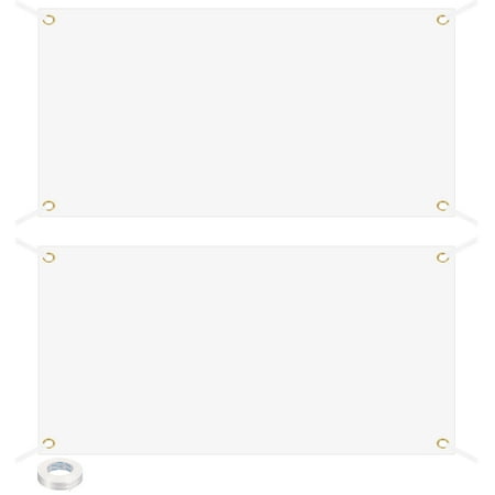 Uxcell Vinyl Blank Banners Signs to Decorate 4'x8' Sublimation White Banner, 2 Set