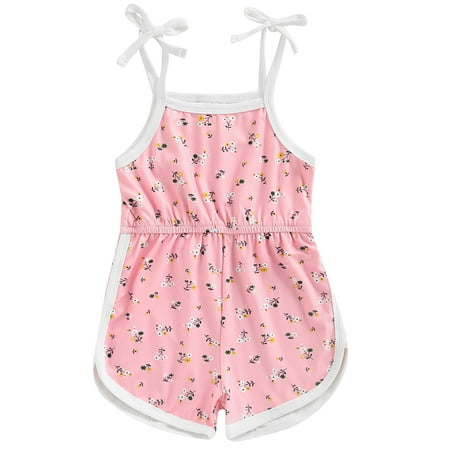 

CenturyX Newborn Baby Girl Floral Romper Sleeveless Square Neck Print Short Summer Bodysuit Sunsuit Clothes Pink 12-18 Months