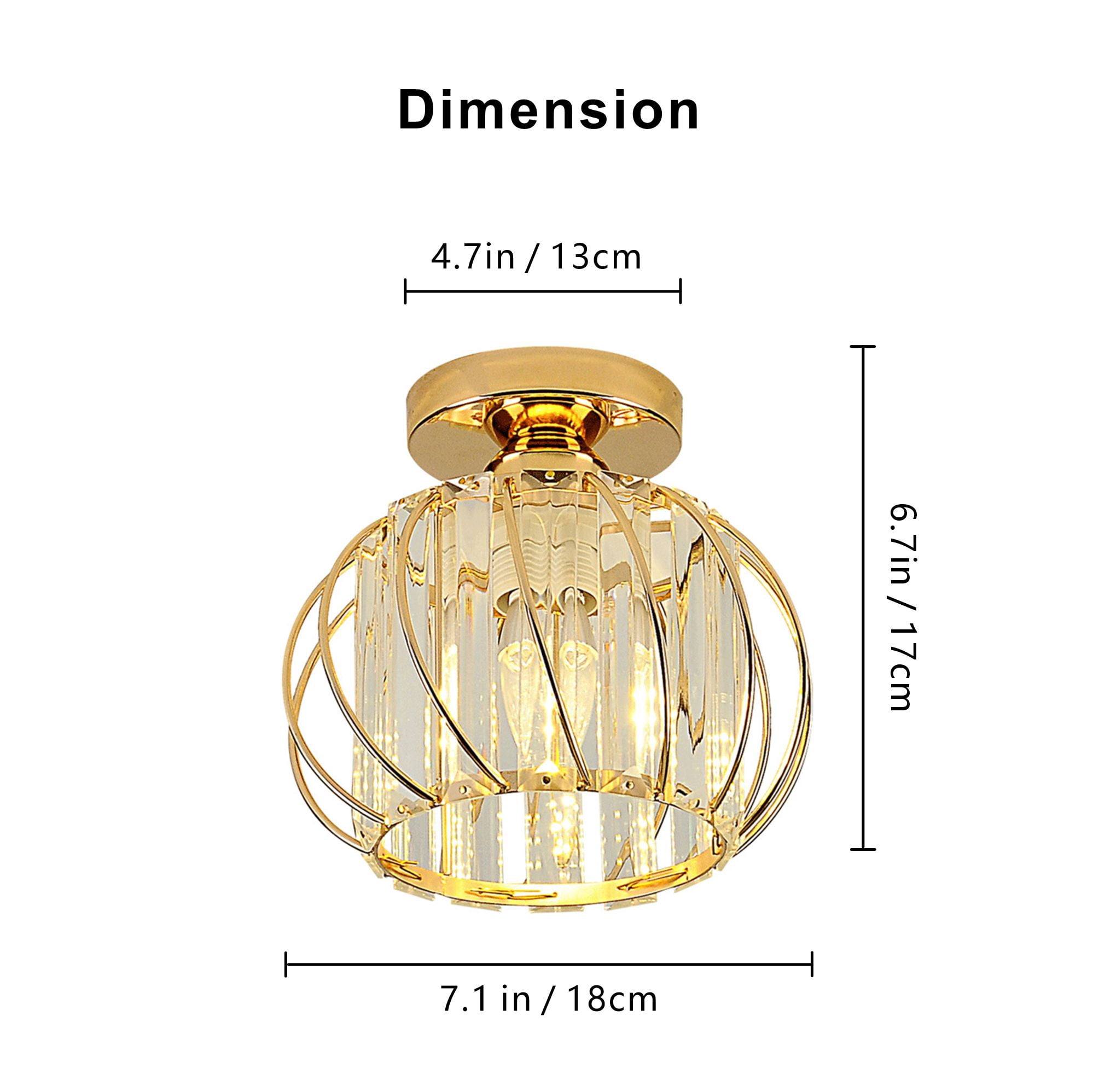 Lohas Semi Flush Mount Ceiling Light Crystal Gold Cage Ceiling Lamp