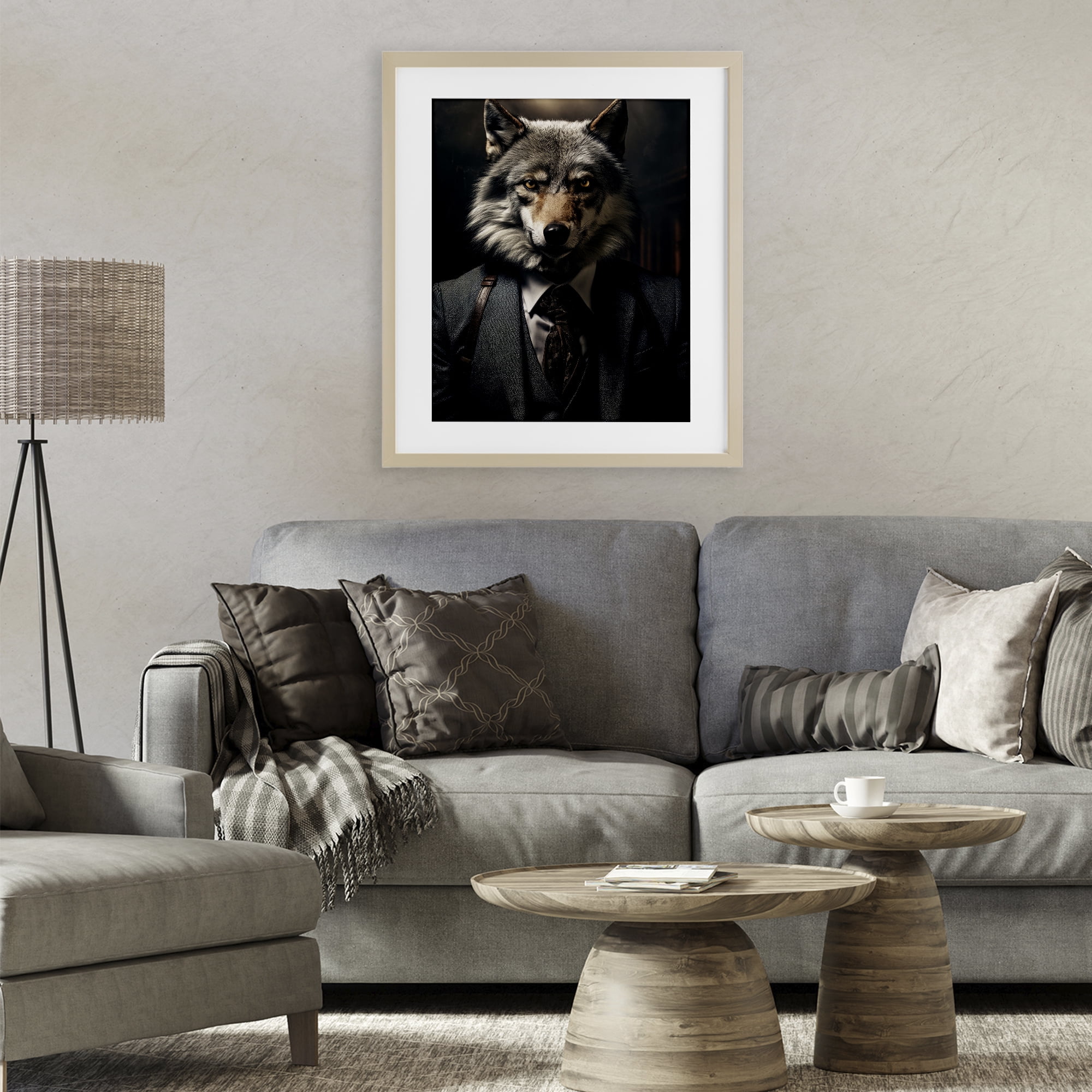Stupell Industries Trendy Wall Street Wolf Birch Framed Print Under Glass, design by Ray Powers