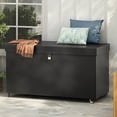 thumbnail image 3 of Harper & Bright Designs 200 Gallon Wicker Deck Box with Wheels, All-Weather Outdoor Storage Box, Rattan Storage Bin for Patio Furniture, Outdoor Cushions, Pool Storage and Garden Tools, Black, 3 of 16