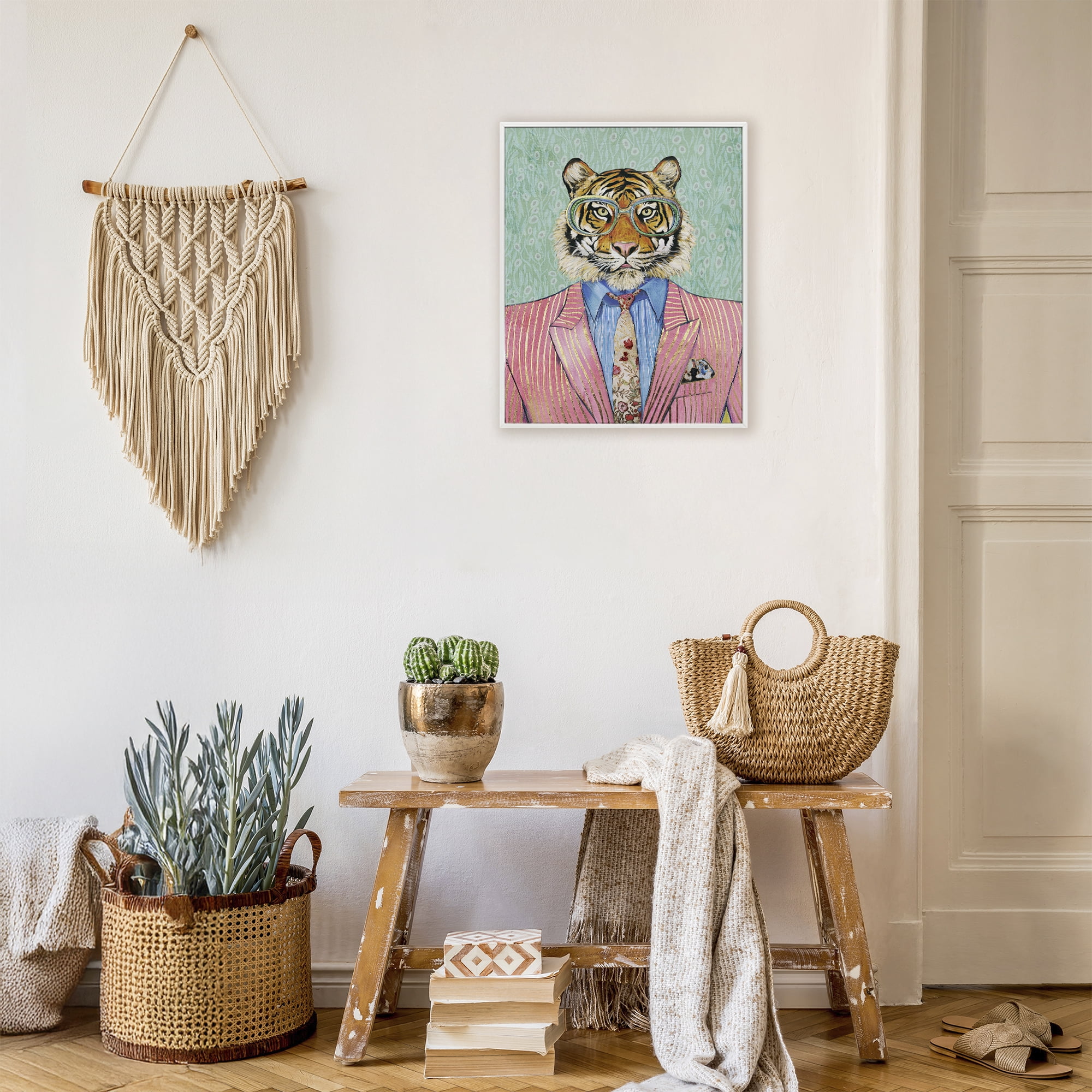 Stupell Industries Sharp Tiger Outfit White Framed Giclee Art, design by Svetlana Aleynikova