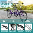 thumbnail image 4 of MOONCOOL 24" 26" Adult Tricycle, 7 Speed 3 Wheeled Bikes for Adults, Trike Cruiser Bike w/ Large Basket & Maintenance Tools & Shimano Derailleur & Parking Brake Handle, 4 of 11