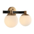 thumbnail image 3 of JONATHAN Y Modernist Globe 15.25" 2-Light Metal/Frosted Glass Modern Contemporary LED Vanity, Brass Gold/Black, 3 of 10
