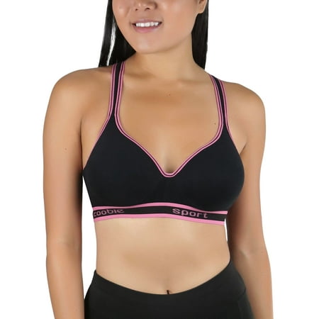 

ToBeInStyle Women s Pull-Over Racerback Sports Bra w/Jennifer Sport Text Print