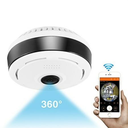 360 Degree Panoramic Camera Wifi Indoor IP Camera Wireless Fisheye Biy Monitor with Night Vision 2-way-audio for Kids & Pets Home Security Camera System with iOS/Android App for Large Area (Best Android Baby Monitor)