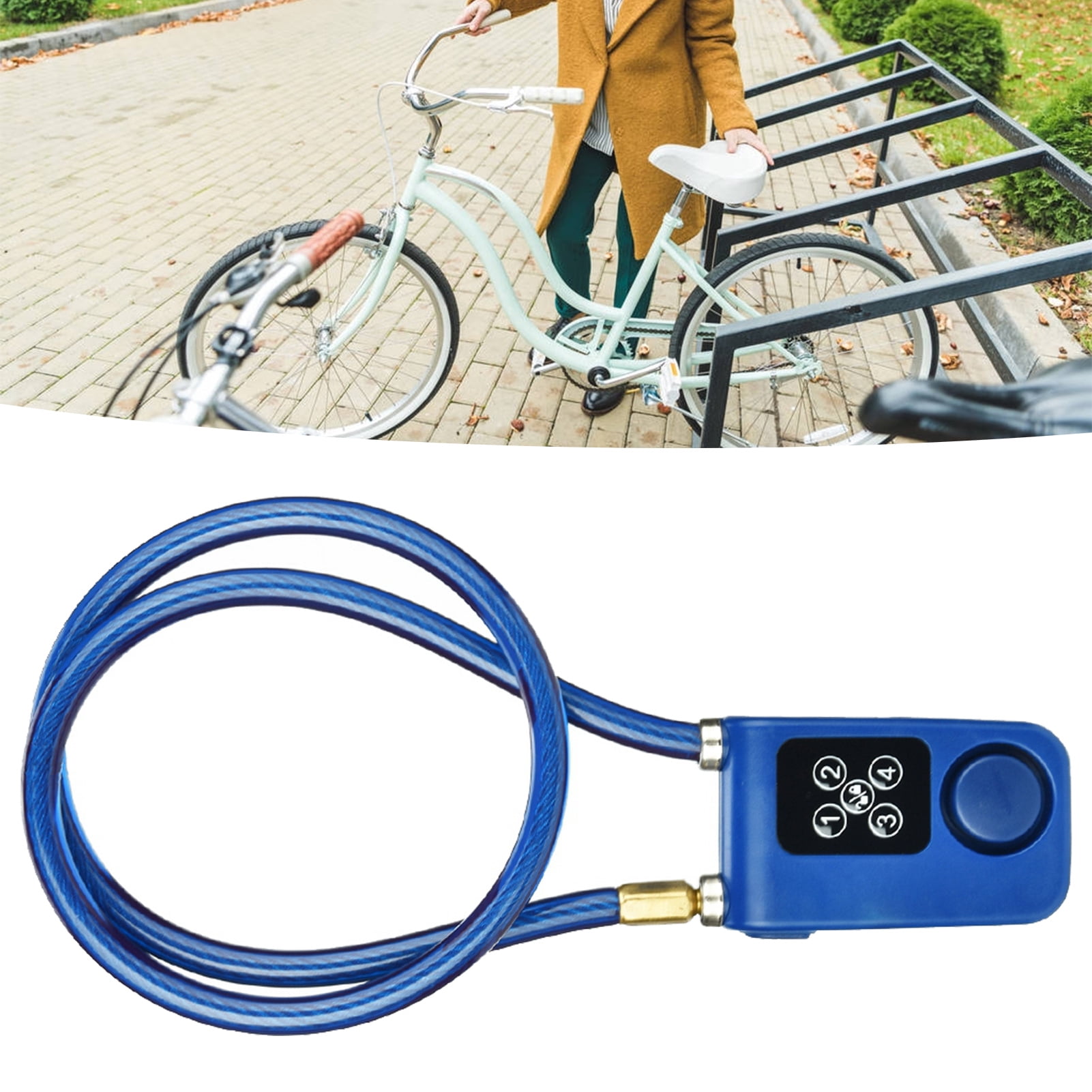 Nieyigj Y787 Smart Alarm Anti-Theft Combination Chain Lock for Bikes and Gates, Blue
