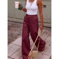 thumbnail image 5 of Women High Waist Wide Leg Pants, Loose Fit Long Trousers with Pockets for Daily Office Commute, 5 of 6