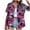 002 Blue, variant on Women's Hawaiian Button Down Shirts Casual Short Sleeve Floral Tropical Print Summer Blouse Tunic Top