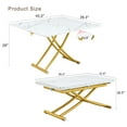 thumbnail image 2 of 4 in 1 Folding Dining Table, Modern Coffee Table with White Faux Marble Desktop & Gold Metal Legs, Multifunctional Office Table, Rectangular Dressing Table for Living Room, Dining Room, Office, 2 of 11
