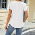 thumbnail image 4 of Njoeus Women's Summer Tops Eyelet Casual Dressy Wide Neck Blouses Short Sleeve T-Shirts Loose Pleated Tunic Tops S-XXL, 4 of 5