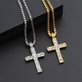 thumbnail image 4 of HOOUN Mens Womens Silver Gold CZ Cross Pendant Necklace Punk Hip Hop Biker Jewelry 22"-Silver, 4 of 6
