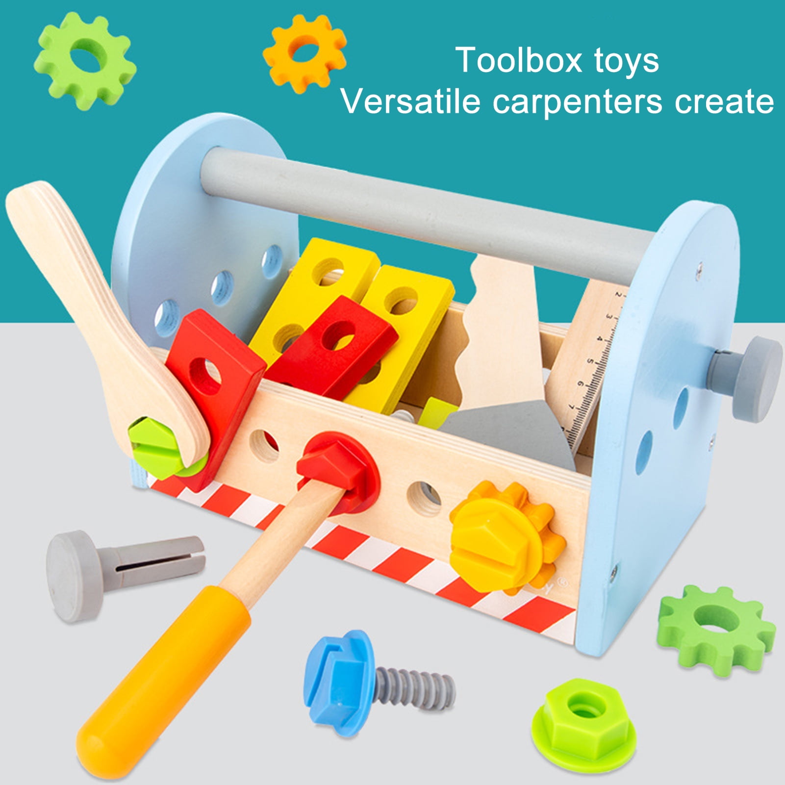 Travelwant Tool Kit for Kids, Wooden Toddler Tools Set Includes Tool