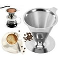 thumbnail image 6 of Reusable Coffee Filter Holder Double Layer Stainless Steel Coffee Tea Strainer Coffee Accessories Coffee Making Tool (With base), 6 of 7