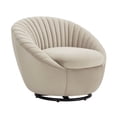 thumbnail image 2 of Bella Beige Swivel Accent Chair Rounded Back Channel Upholstery, 2 of 7