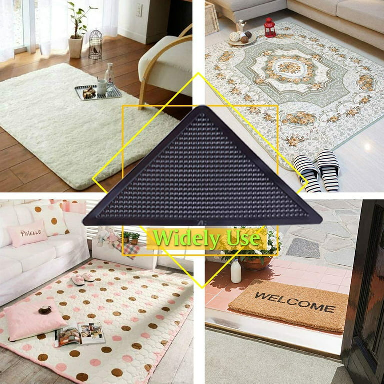 Nuanchu Rug Pad Grippers Non Slip Washable Grippers for Rug Anti Curling  Reusable Rug Stopper Tape Corner Rug Stickers for Hardwood Floors, Tile
