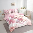 thumbnail image 2 of Cute Dog Comforter Set with Sheets Kawaii Puppy Pink Bowknots 7 Piece Bedding Set Twin Size Happy Valentine'S Day Bed in a Bag Super Soft Bedding Comforters Chird Bedroom Decor, 2 of 5