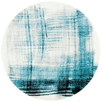 SAFAVIEH Skyler Steward Distressed Area Rug, Ivory/Teal, 6'7" x 6'7" Round