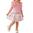 thumbnail image 1 of Zpanxa Girls Outfits Sleeveless Ruffled Round Neck Lace Embroidery Mesh Princess Bow Skirt Top and Pants Set 2-3 Years, 1 of 6