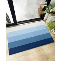 Shag Bath Rugs Ombre Blue Stripes Geometric Plush Soft Fluffy Doormat Floor Carpet,Non-Slip Living Room Bedroom Kitchen Entryway Door Mats Modern Art Gradient
