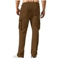 thumbnail image 4 of BXINGOHAI Cotton Cargo Pants For Men Breathable Hiking Pants Heavyweight Loose Fit Elastic Waistband Work Pant Solid Sport Jogging Long Pants With Pocket Brown,XL, 4 of 6