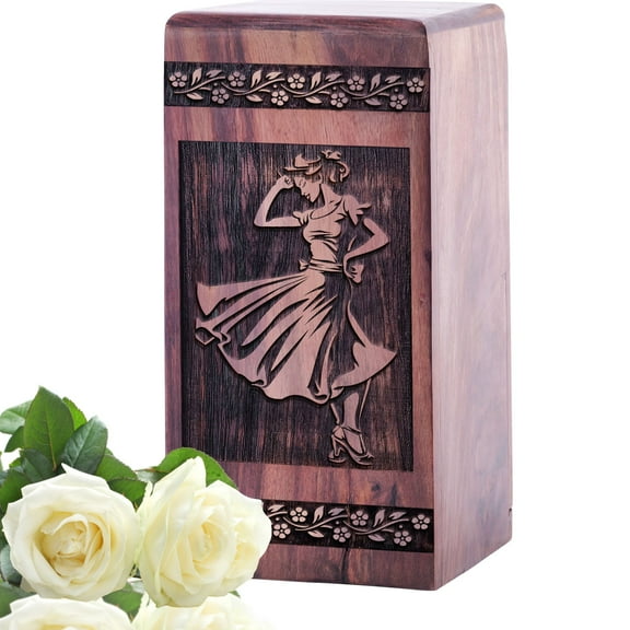 KARYLIZ Flamenco Dancer Wooden Urns - Urn For Ashes For Mom - Adult Burial Urns - Wooden Boxes - Unique Urns For Human Ashes Adult - Burial Urns For Adult Human Ashes - Urns For Ashes