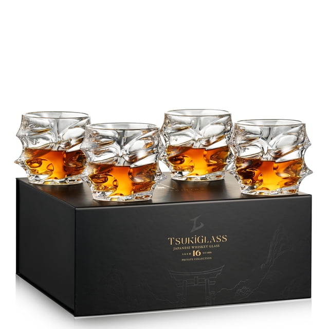 Juego de 4 vasos para whisky TSUKIGLASS Storm de cristal, 250 ml