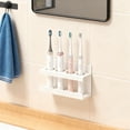 thumbnail image 4 of Soporte para cepillos de dientes de pared, sin perforaciones, para cepillos de dientes eléctricos, manuales, organizador de pasta de dientes para baño, 4 of 8