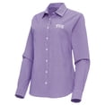 thumbnail image 2 of Women's Antigua Purple TCU Horned Frogs Porter Woven Tri-Blend Long Sleeve Button-Up Shirt, 2 of 3