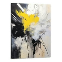 Creowell Framed Abstract Black Grey Yellow Canvas Wall Art Contemporary Graffiti Decor Picture Industrial Style Prints Painting Decor for Bar Living Room Office Hallway Ready to Hang 16x20 Inch