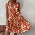thumbnail image 4 of Vestido De Verano Vestidos de playa para mujer, estampado floral informal, elegante, bohemio, línea A (naranja XXL) Ygjytge para Mujer Naranja T M, 4 of 6