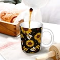 thumbnail image 3 of Yiaed Sunflowers And Bww Print Ceramics Coffee,Large Handle Design,Extra Large Tea and Coffee Cup for Office and Home Mugs, 3 of 6