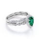 thumbnail image 4 of JeenMata Anillo de Compromiso Vintage de 1,5 Quilates con Piedra Natal de Mayo, Esmeralda y Moissanita en Talla Pera: Conjunto Nupcial con Halo Pavé en Oro Blanco de 18 K sobre Plata, 4 of 6
