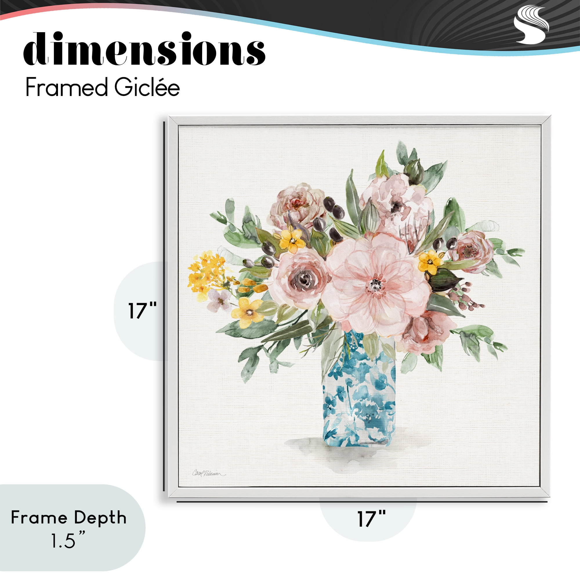 Stupell Industries Summer Chinoiserie Vase White Framed Giclee Art, design by Carol Robinson