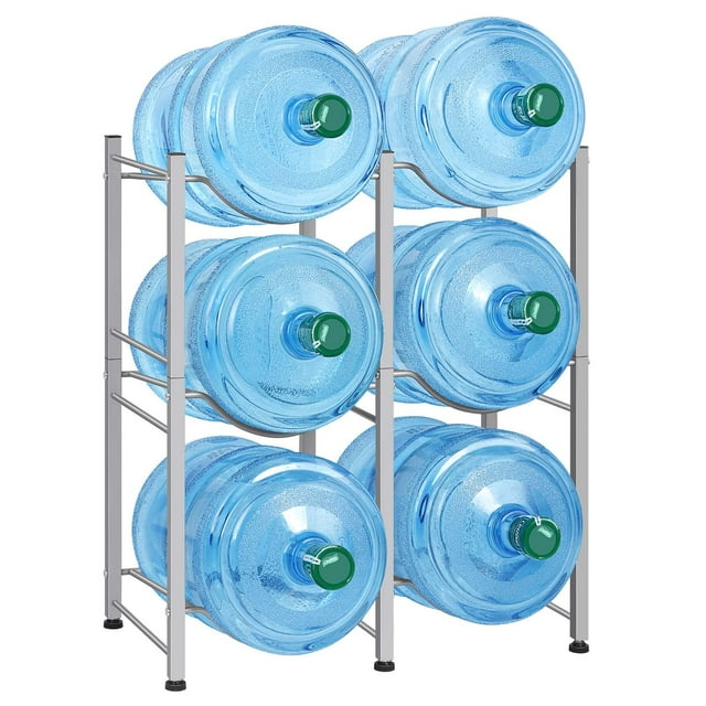 Soporte para botellas de agua LIANTRAL, 5 galones, 3 niveles, plateado