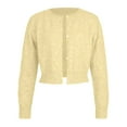 thumbnail image 4 of Fiaer Casual Cropped Cardigan Sweaters For Women Trendy Lightweight Solid Color Long Sleeve Button Down Knit Tops Yellow XL, 4 of 4