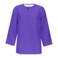 thumbnail image 4 of Pincandy Women's Printed Button 3/4 Sleeve T-shirt Loose Top Plus Size Tops V Neck 3/4 Sleeve Casual T Shirts Loose Basic Tunic Tees,Purple,2XL, 4 of 4