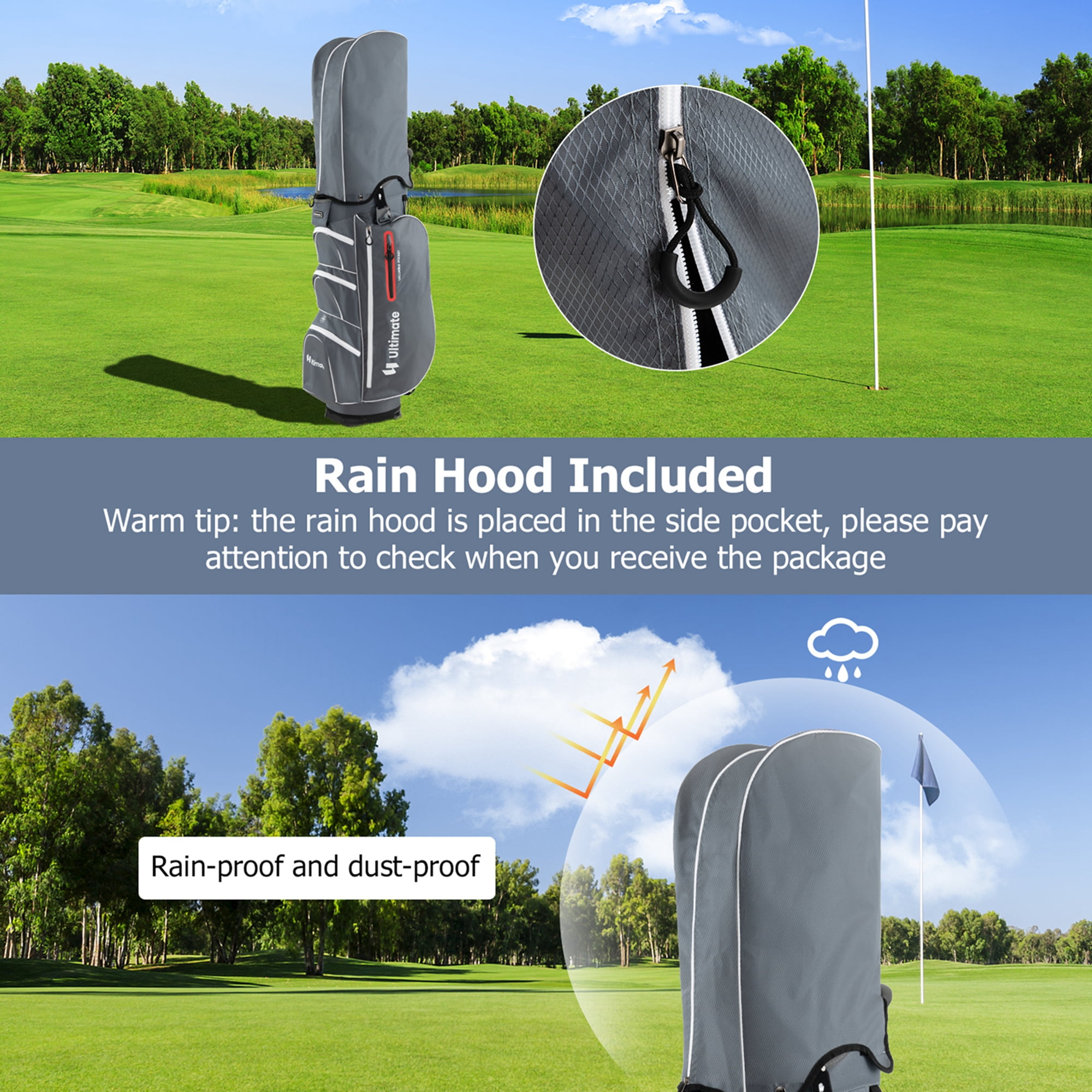 Costway Lightweight Golf Cart Bag with 15 Way Top Divider Individual Putter Well Cooler Bag Red