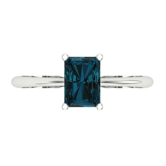 Solitaire Engagement Ring for Women - 1ct Natural London Blue Topaz in 18K White Gold Promise Ring