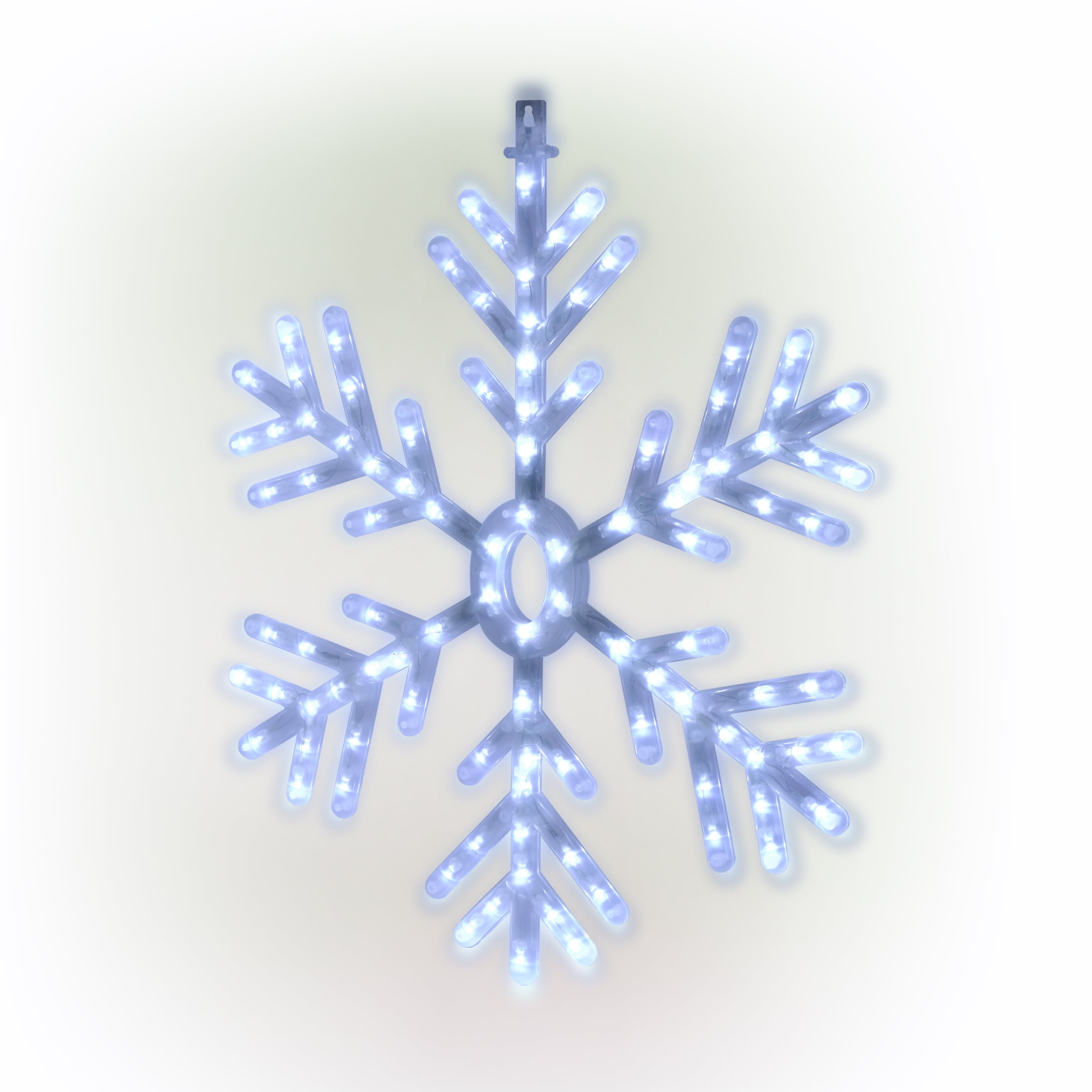Alpine Corporation 20" x 24" Hanging Light-Up Snowflake Holiday Decoration, White