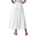 thumbnail image 3 of Falda midi bohemia de línea A de cintura alta para mujer INSPIRE CHIC, con volantes, casual de verano, larga, blanca, talla S, 3 of 6