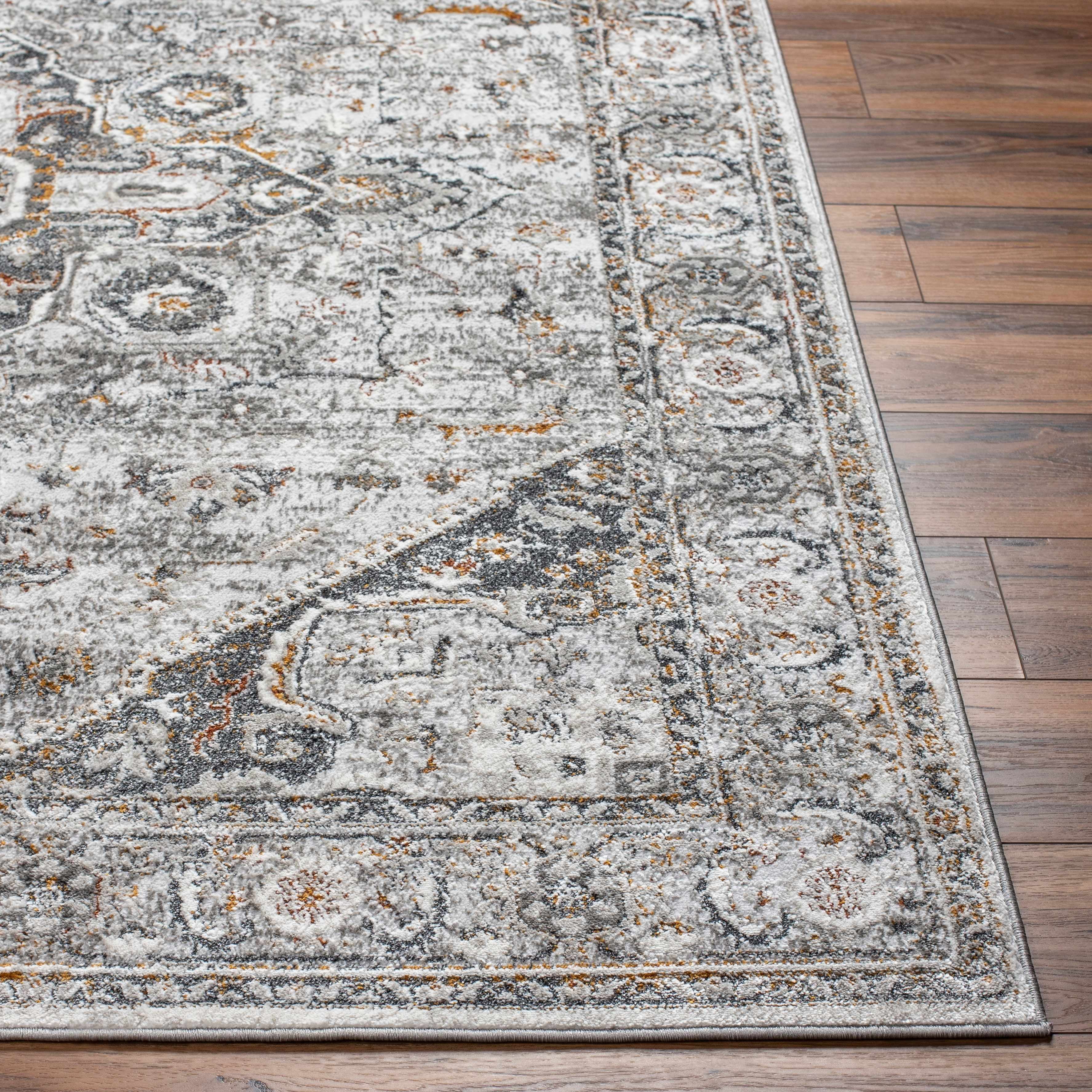 Hauteloom Liverpool Traditional Medallion Bedroom Living Room Small Area Rug - Oriental Carpet - Vintage Bohemian Farmhouse - Black, Light Grey, Dark Gray - 2' x 3'