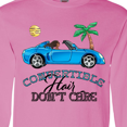 thumbnail image 4 of Inktastic Convertible Hair Don't Care with Black Hair and Blue Car Long Sleeve T-Shirt, 4 of 5