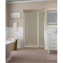 Aston SDR960F-SS-5727-10 72 x 57 x 0.38 in. Belmore GS Frameless Hinged Shower Door with Frosted Glass & Glass Shelves, Stainless Steel