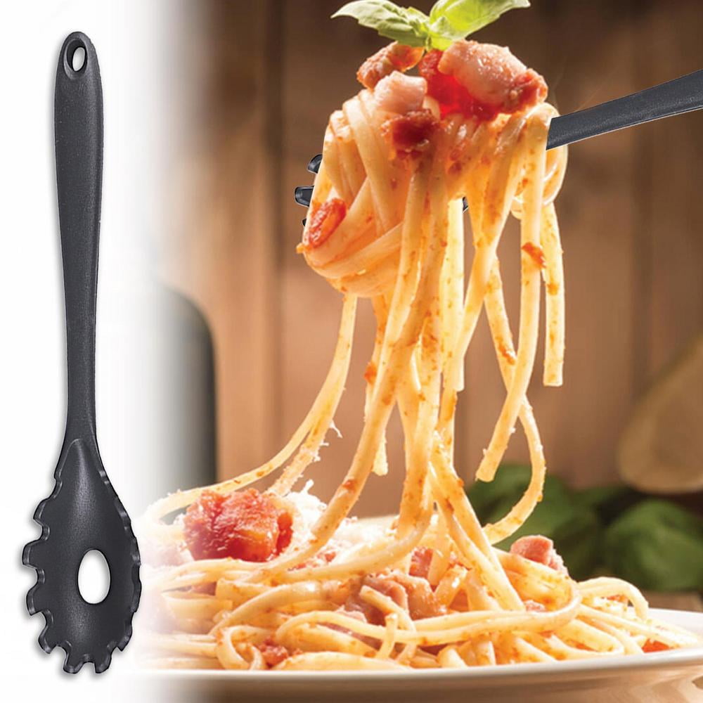 Spaghetti Spoon Pasta Fork,11Inch Silicone Pasta Fork,High Heat Resistant  to 480°F, Hygienic One Piece Design, Spaghetti Strainer & Server Spoon  Ideal