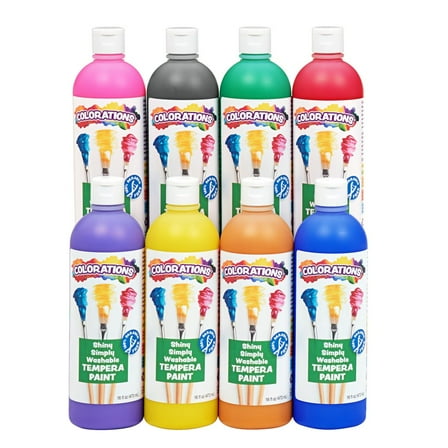Colorations Simply Shiny Washable Tempera, 16 oz. - Set of All 8